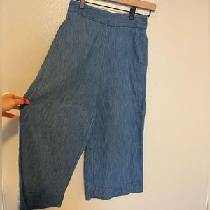 Madewell wide leg denim crop pant, size XS (cotton/linen blend)